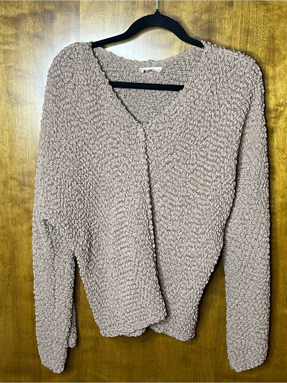 New IM Popcorn Knit Open Front Cardigan Beige Boho Women’s Medium